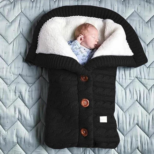 Baby Blanket Fleece-Lined Knitted Linen Foldable Lightweight