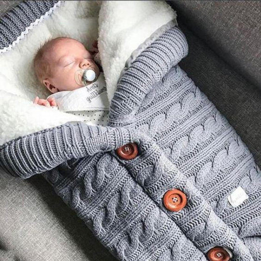 Baby Blanket Fleece-Lined Knitted Linen Foldable Lightweight