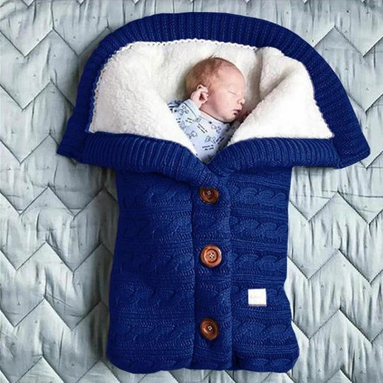 Baby Blanket Fleece-Lined Knitted Linen Foldable Lightweight