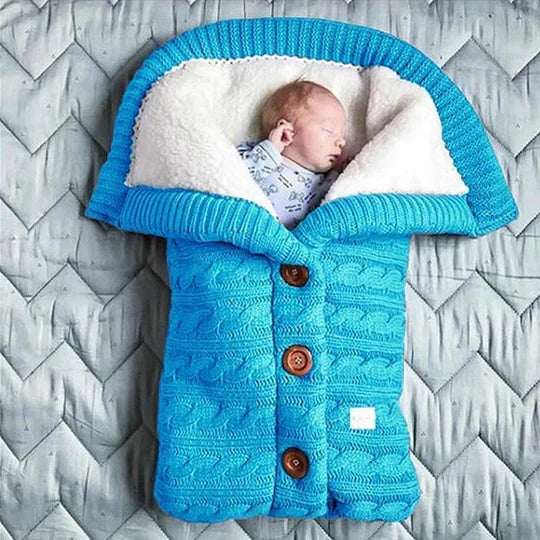 Baby Blanket Fleece-Lined Knitted Linen Foldable Lightweight