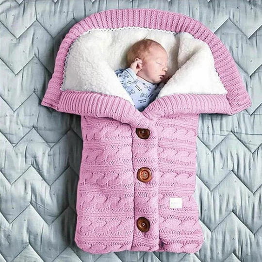 Baby Blanket Fleece-Lined Knitted Linen Foldable Lightweight