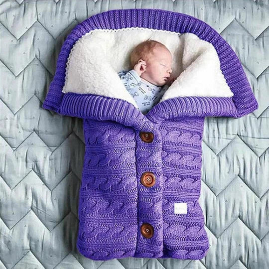 Baby Blanket Fleece-Lined Knitted Linen Foldable Lightweight