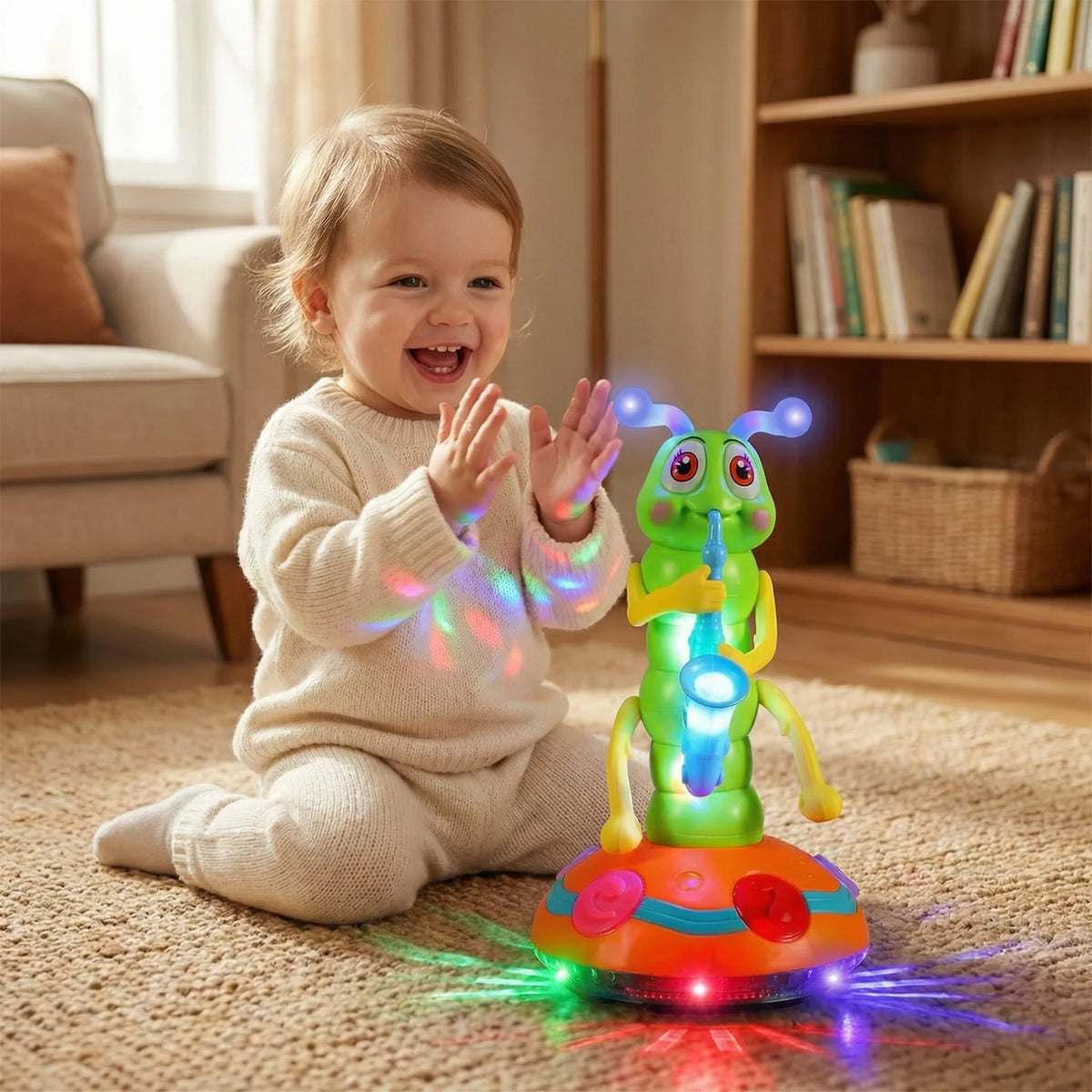 Baby Caterpillar Toy Spinning LED Lights & Music