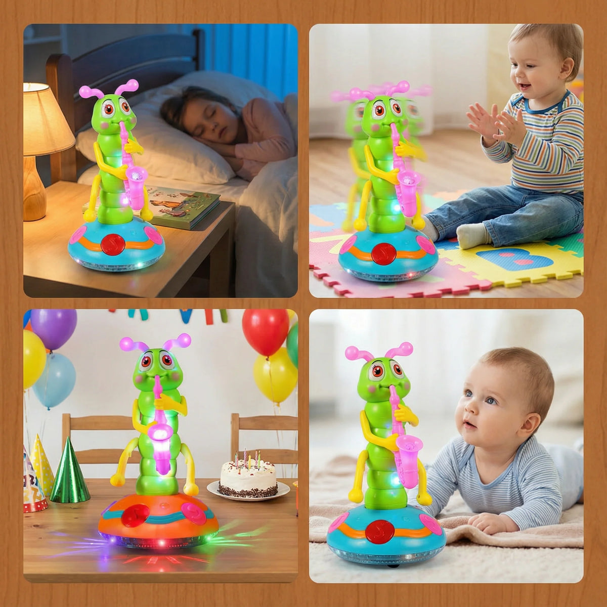 Baby Caterpillar Toy Spinning LED Lights & Music