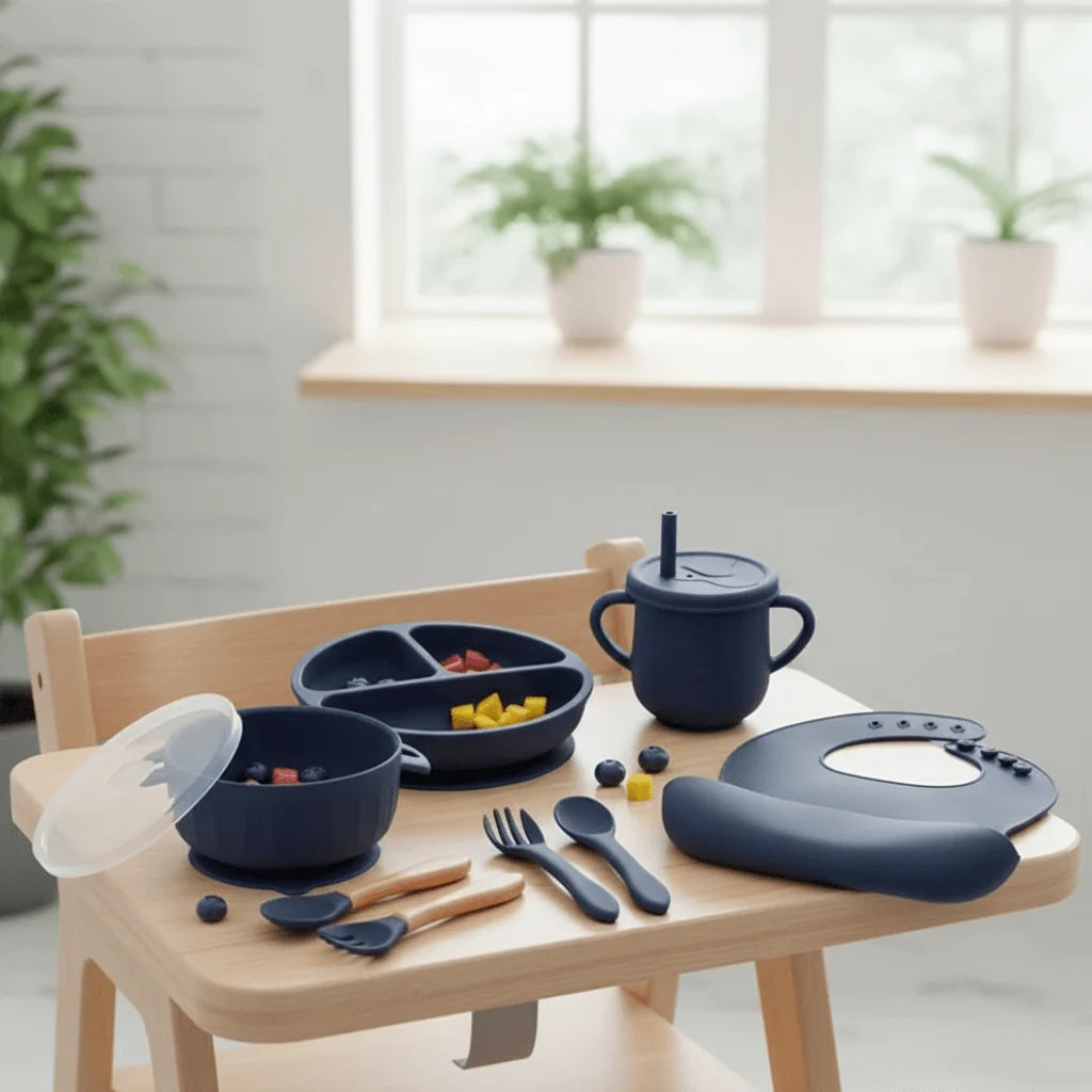 Baby Dinnerware Set Silicone BPA-Free 10-Piece