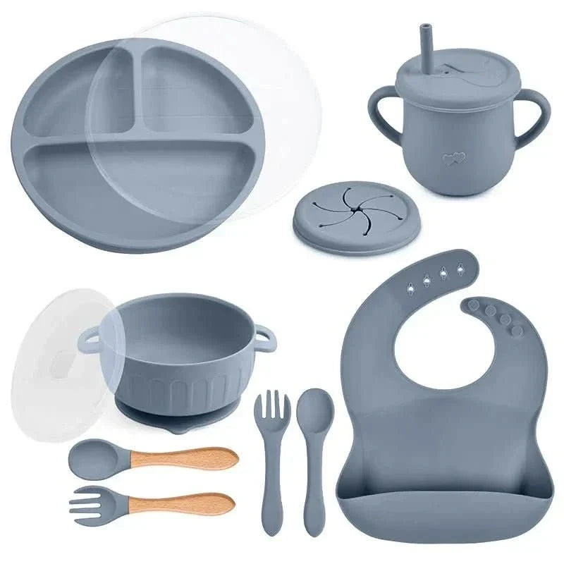 Baby Dinnerware Set Silicone BPA-Free 10-Piece