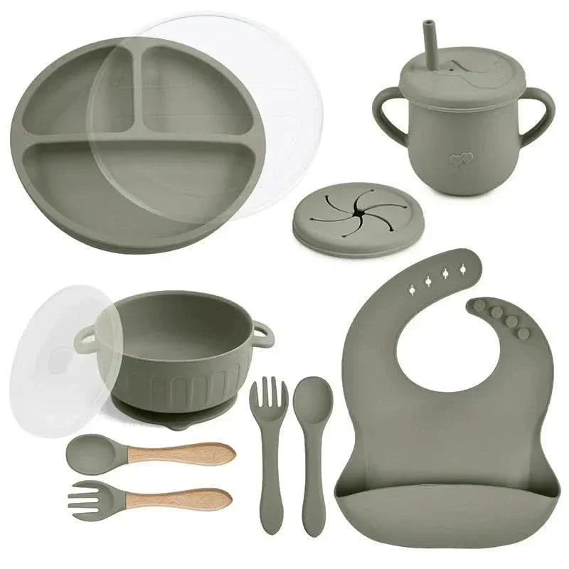 Baby Dinnerware Set Silicone BPA-Free 10-Piece