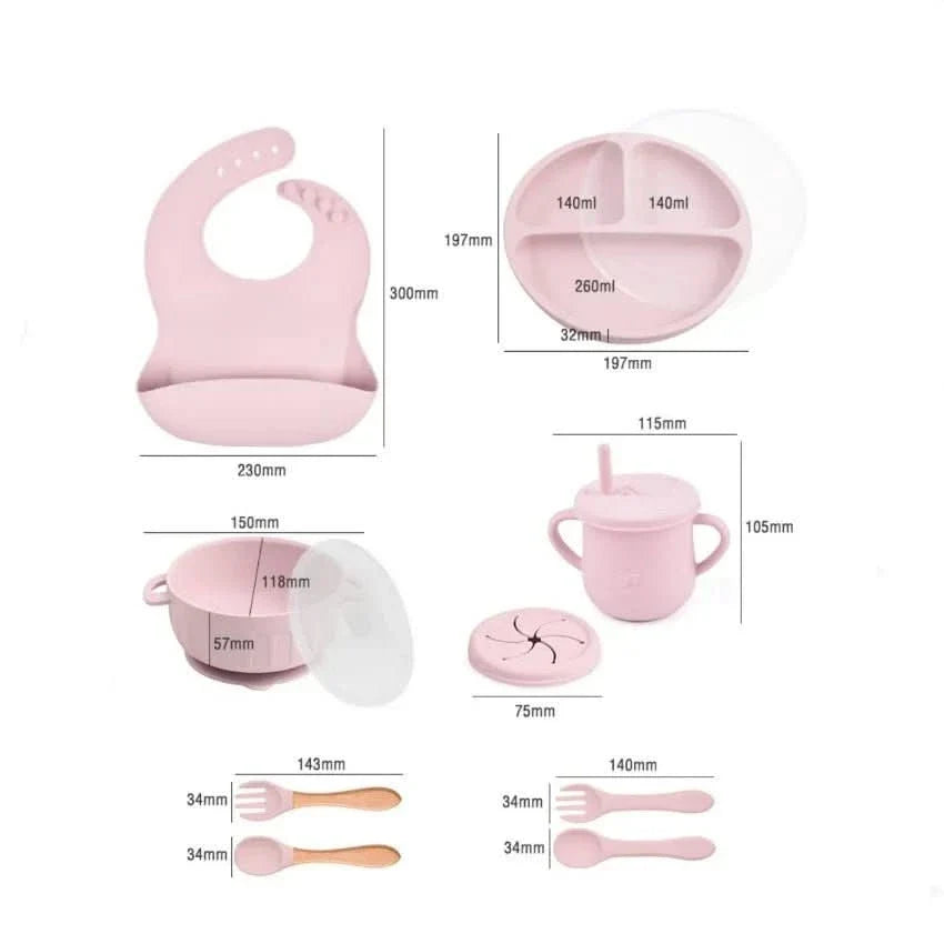 Baby Dinnerware Set Silicone BPA-Free 10-Piece