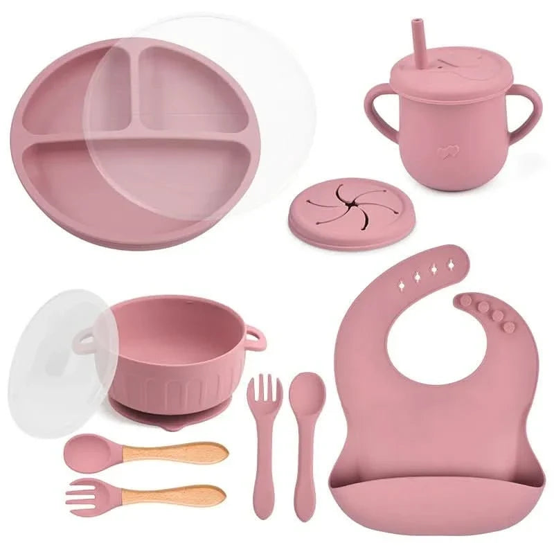 Baby Dinnerware Set Silicone BPA-Free 10-Piece