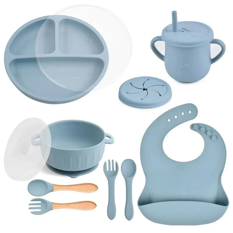 Baby Dinnerware Set Silicone BPA-Free 10-Piece