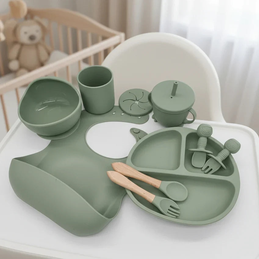 Baby Dinnerware Set Silicone Suction Bases Set of 10