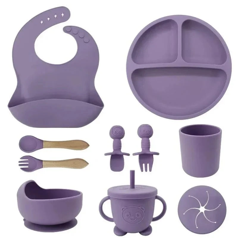 Baby Dinnerware Set Silicone Suction Bases Set of 10