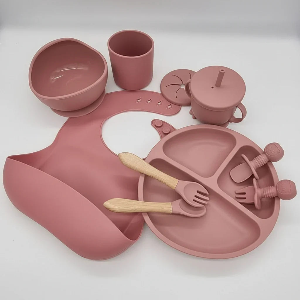 Baby Dinnerware Set Silicone Suction Bases Set of 10