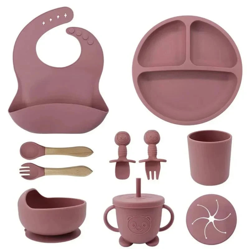 Baby Dinnerware Set Silicone Suction Bases Set of 10