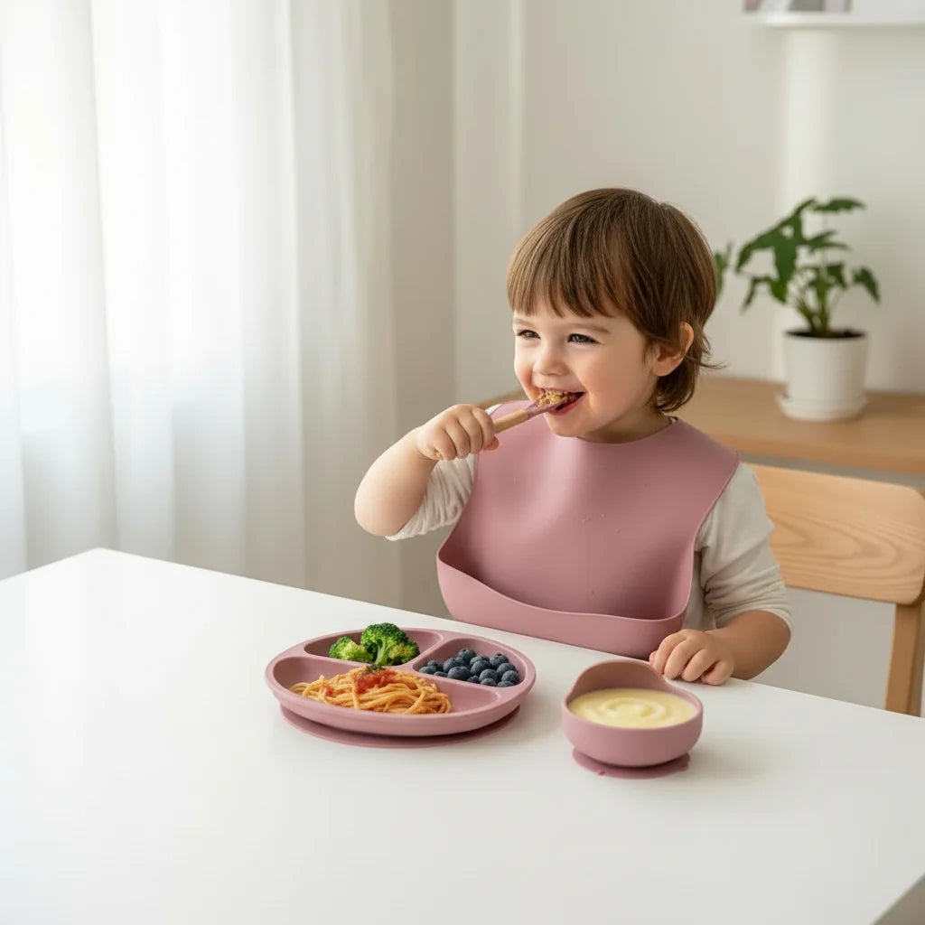 Baby Feeding Plate Soft Silicone Ergonomic Design for Little Hands