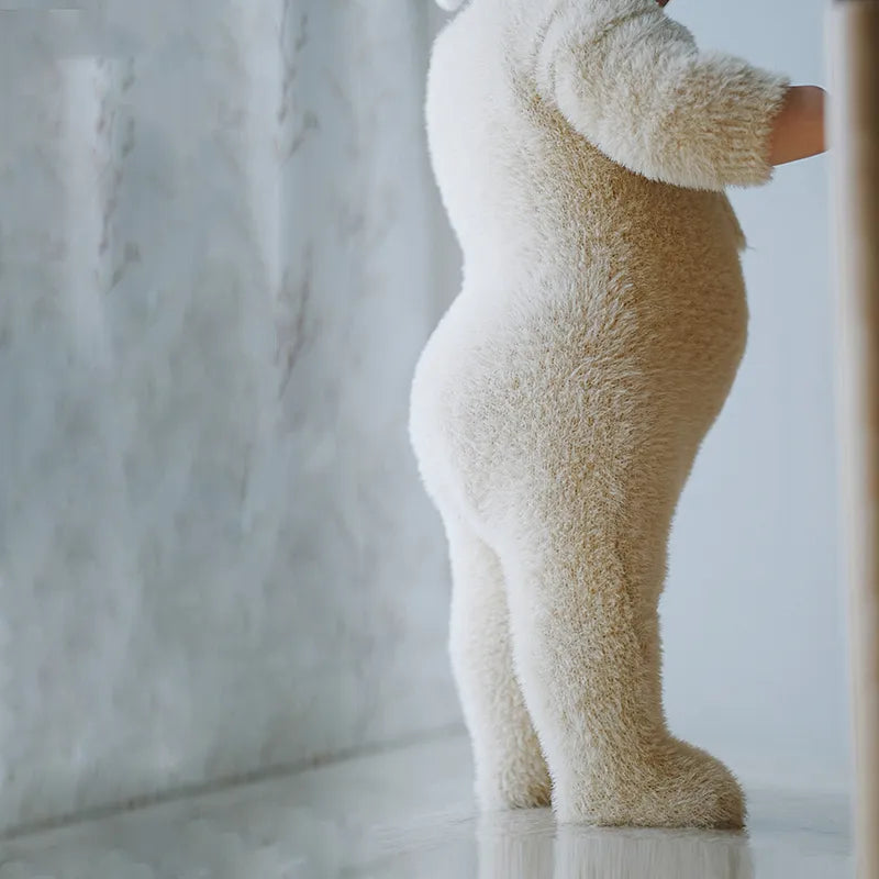 Baby Jumpsuit Plush Bear Print Full-Length Closure