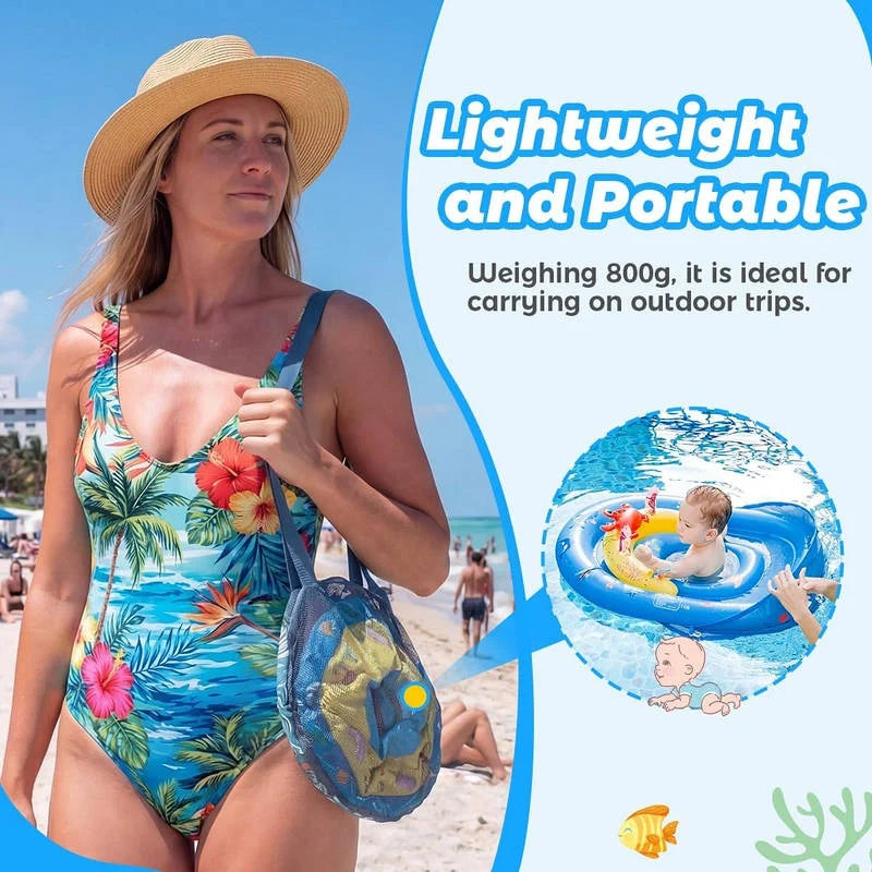 Baby Pool Float Adjustable UPF 50 Canopy Dual Air Chambers Mesh Seat