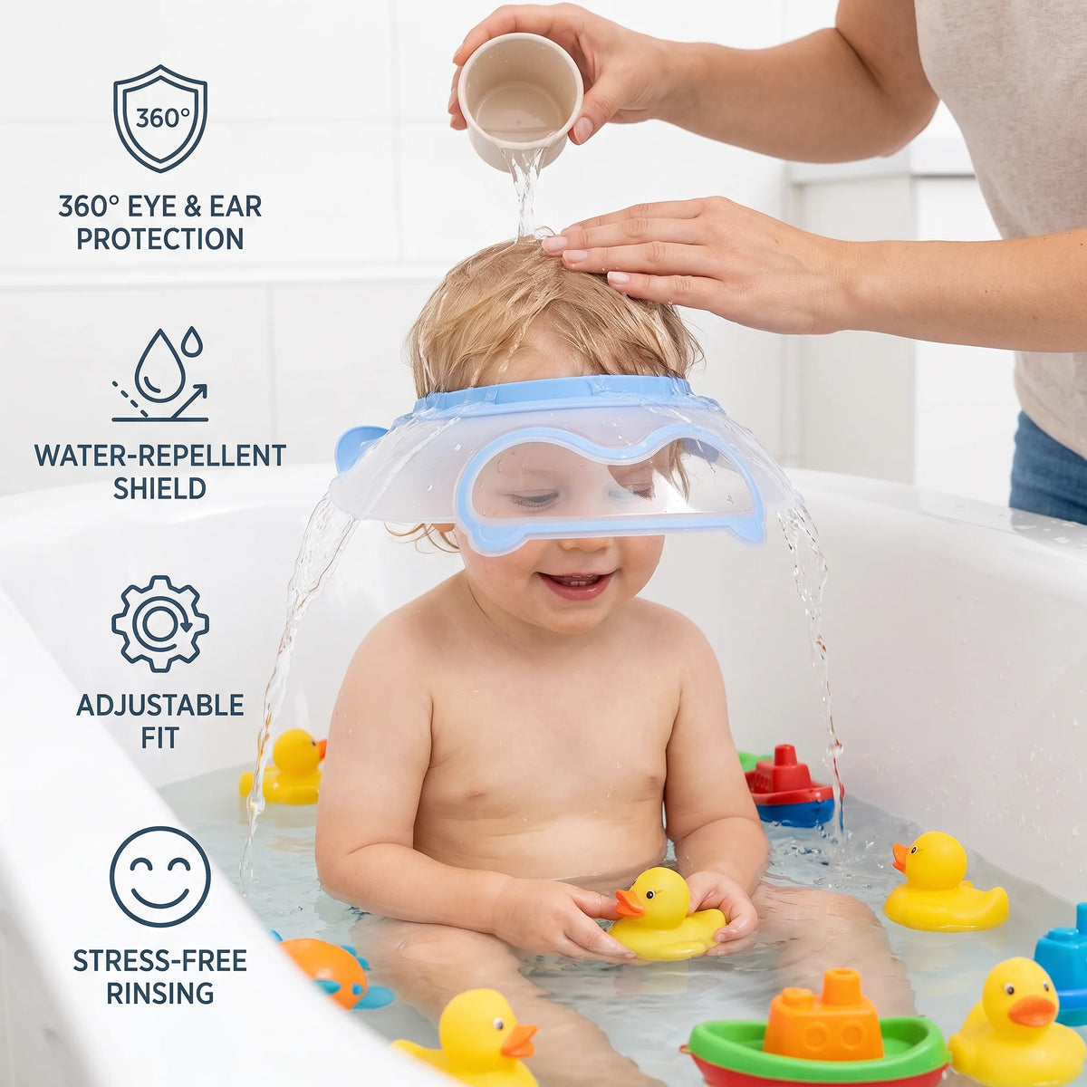 Baby Shampoo Visor Adjustable Wraparound Eye & Ear Protection