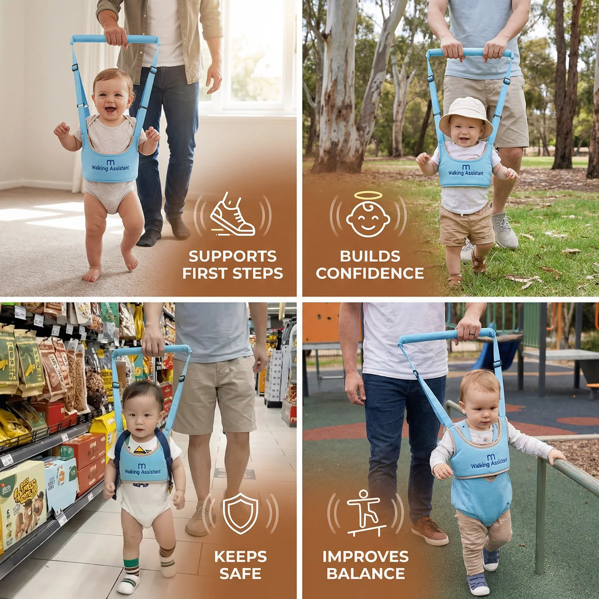 Baby Walking Harness Adjustable Strap Chest Support Secure Back Clip