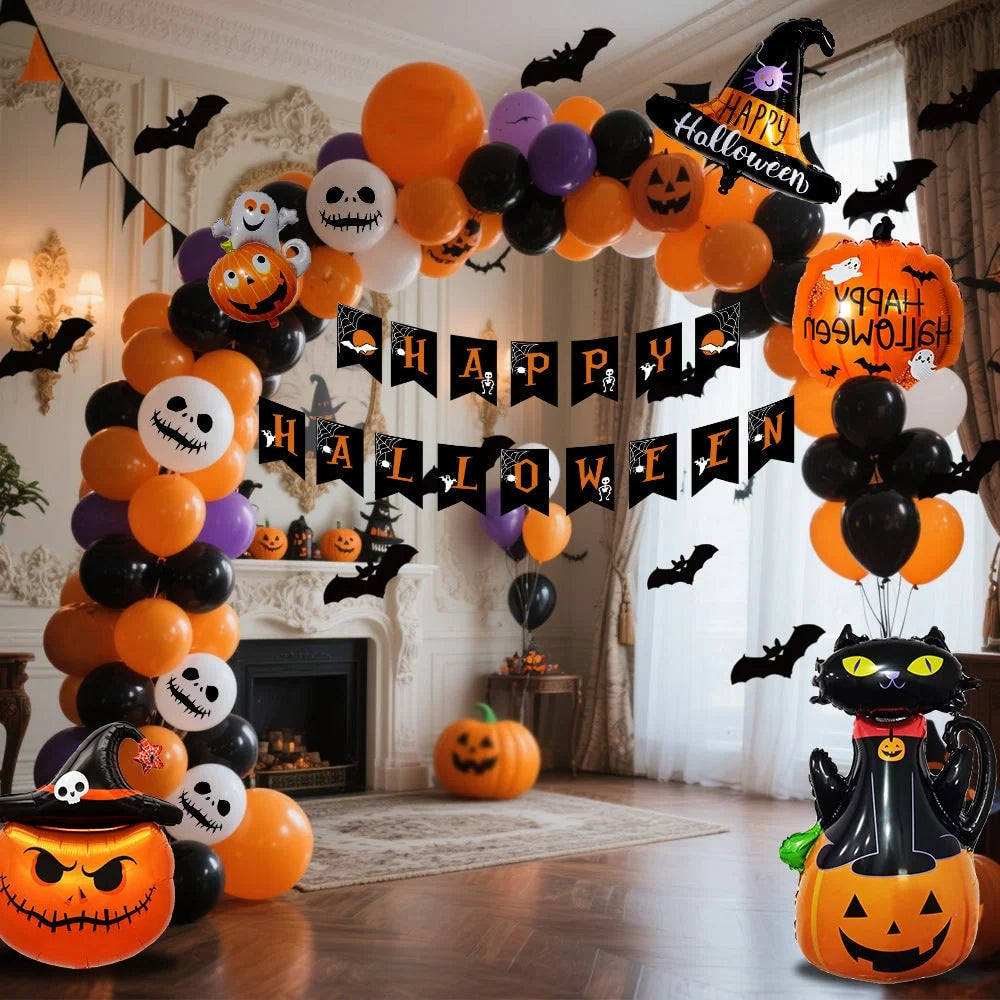 Balloon Arch Kit Halloween Foil Balloons & Banner Reusable
