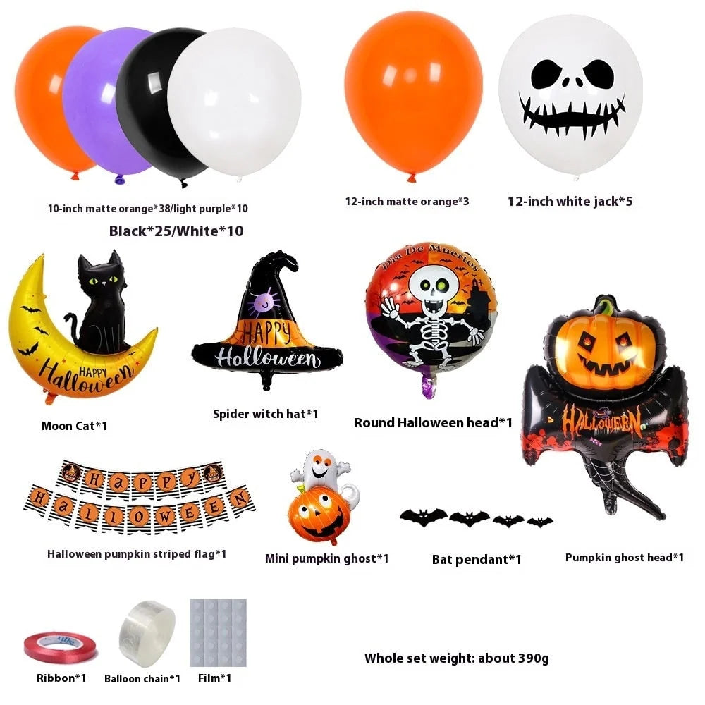 Balloon Arch Kit Halloween Foil Balloons & Banner Reusable