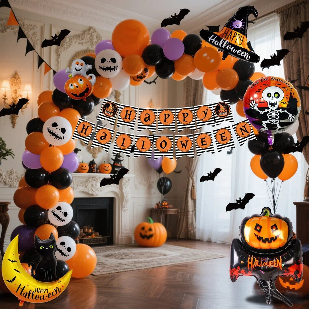 Balloon Arch Kit Halloween Foil Balloons & Banner Reusable