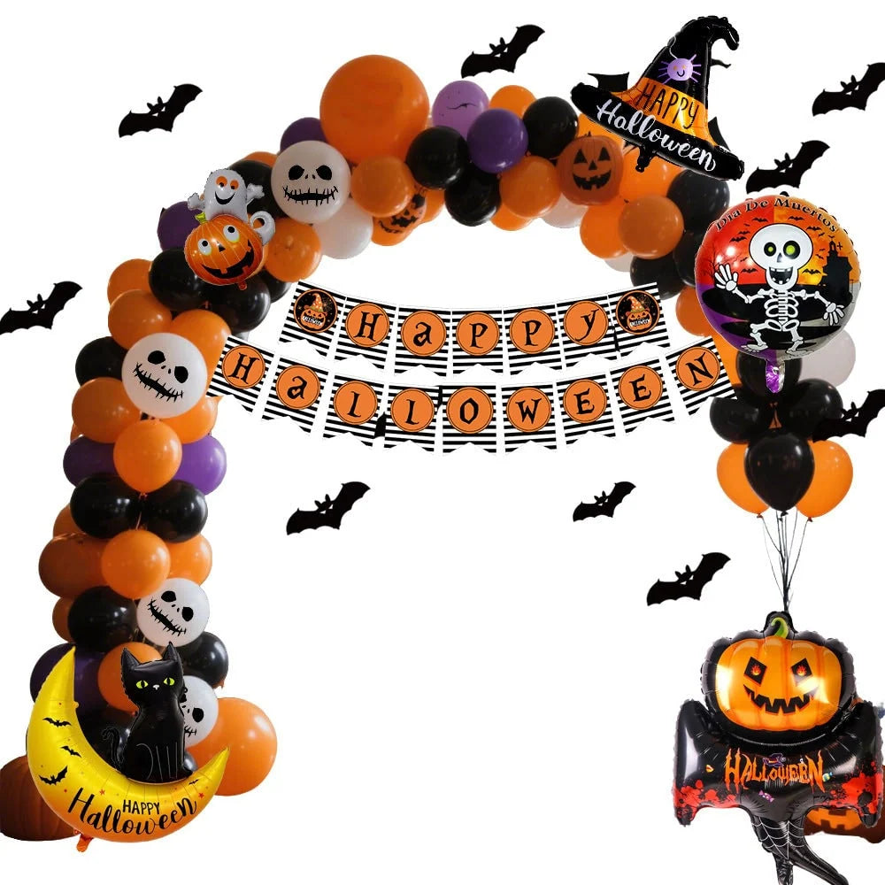 Balloon Arch Kit Halloween Foil Balloons & Banner Reusable