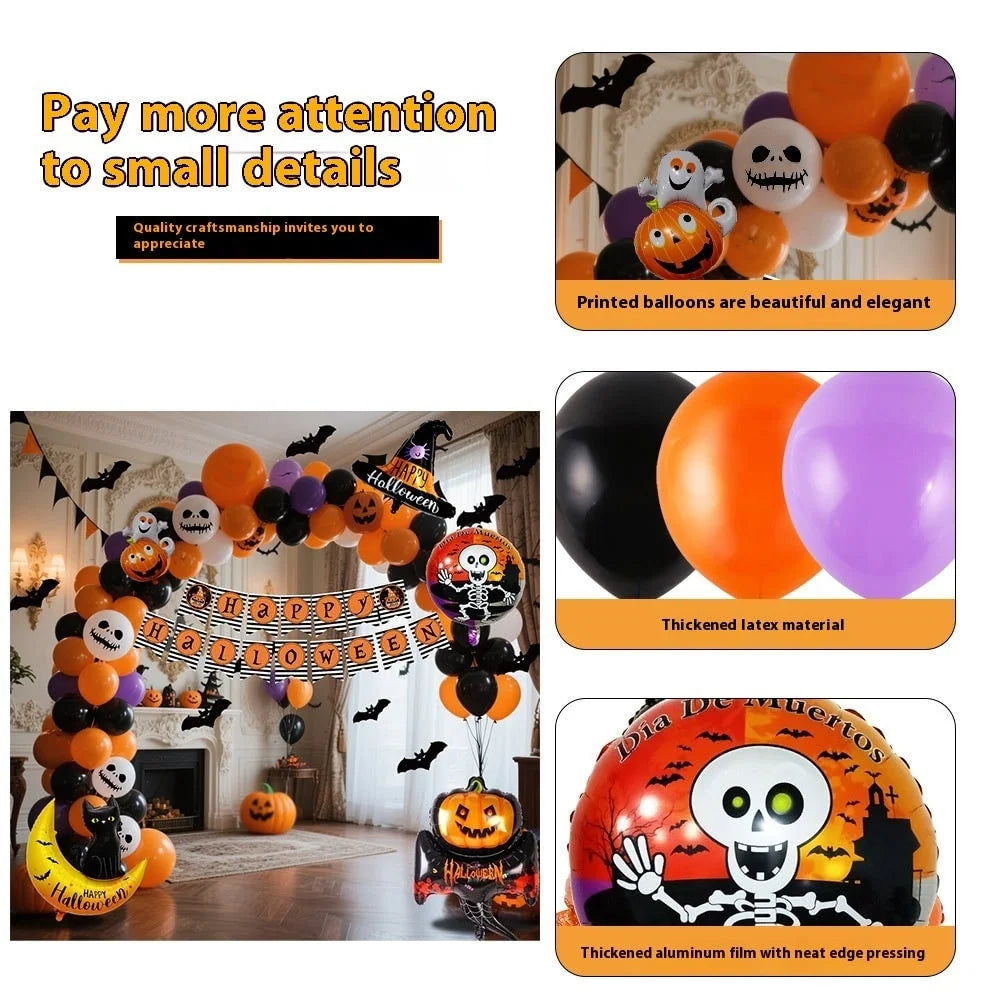 Balloon Arch Kit Halloween Foil Balloons & Banner Reusable