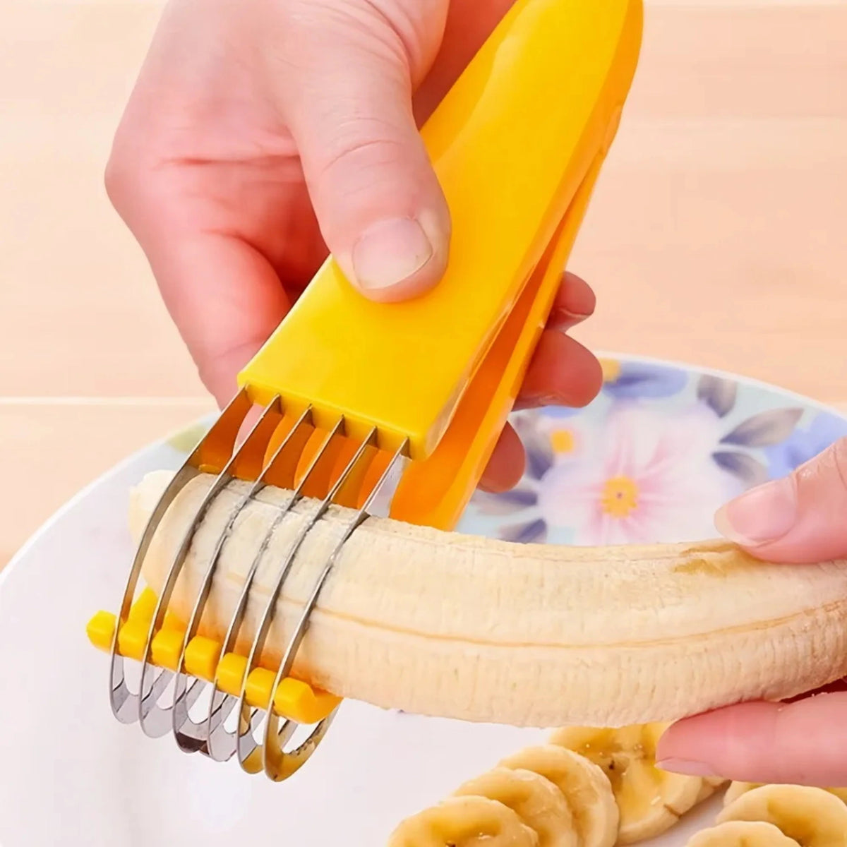 Banana Slicer Stainless Steel Curved Blade Angled Handle