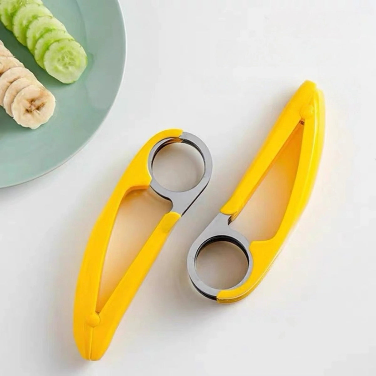 Banana Slicer Stainless Steel Curved Blade Angled Handle