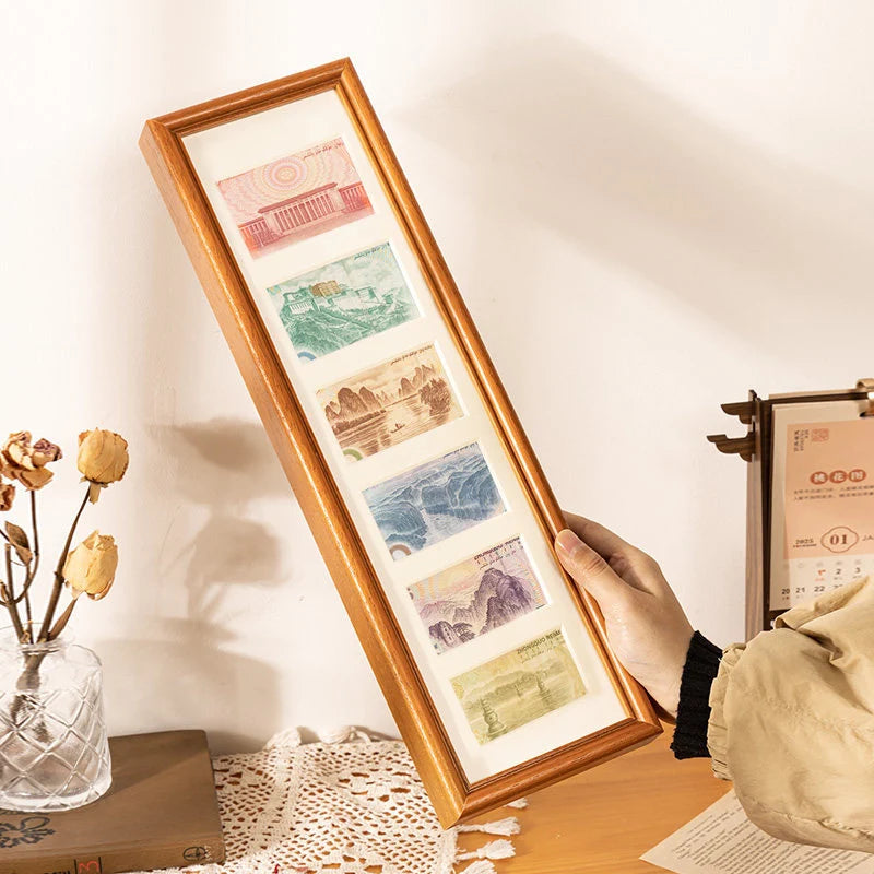 Banknote Display Frame Wooden Wall & Shelf Stand