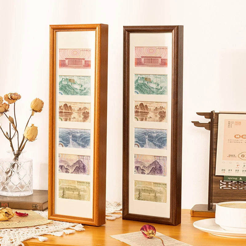 Banknote Display Frame Wooden Wall & Shelf Stand