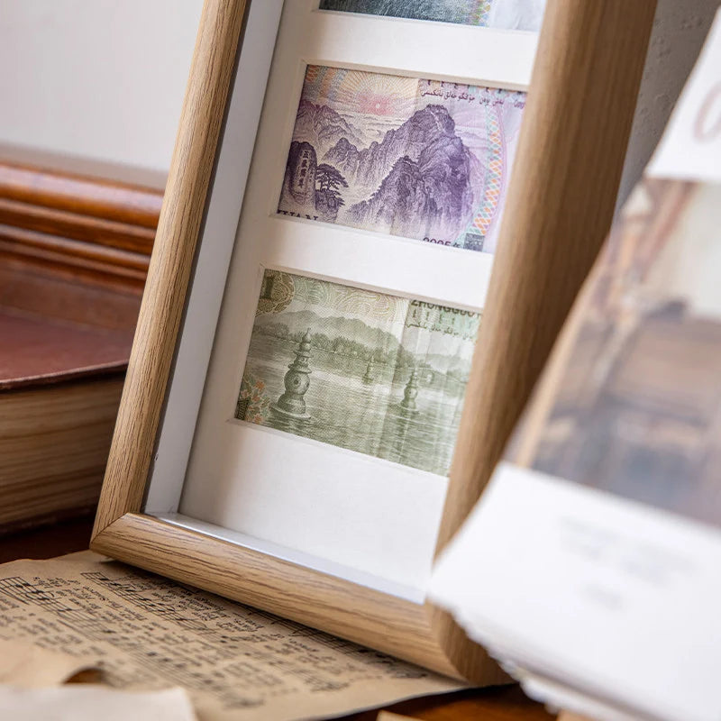 Banknote Display Frame Wooden Wall & Shelf Stand
