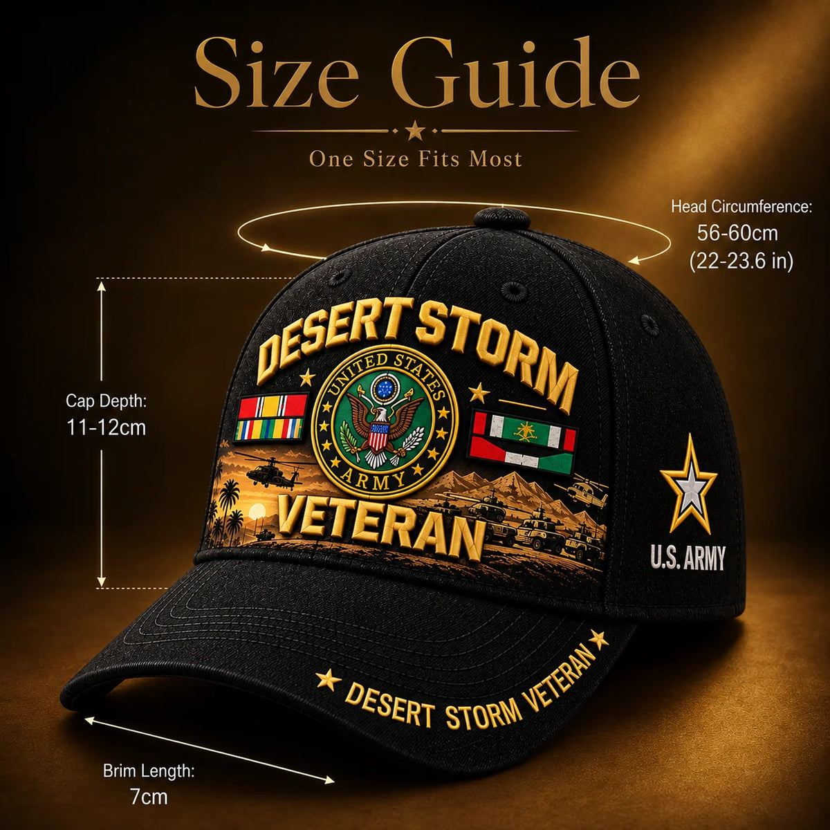 Baseball Cap Desert Storm Veteran Adjustable Fit