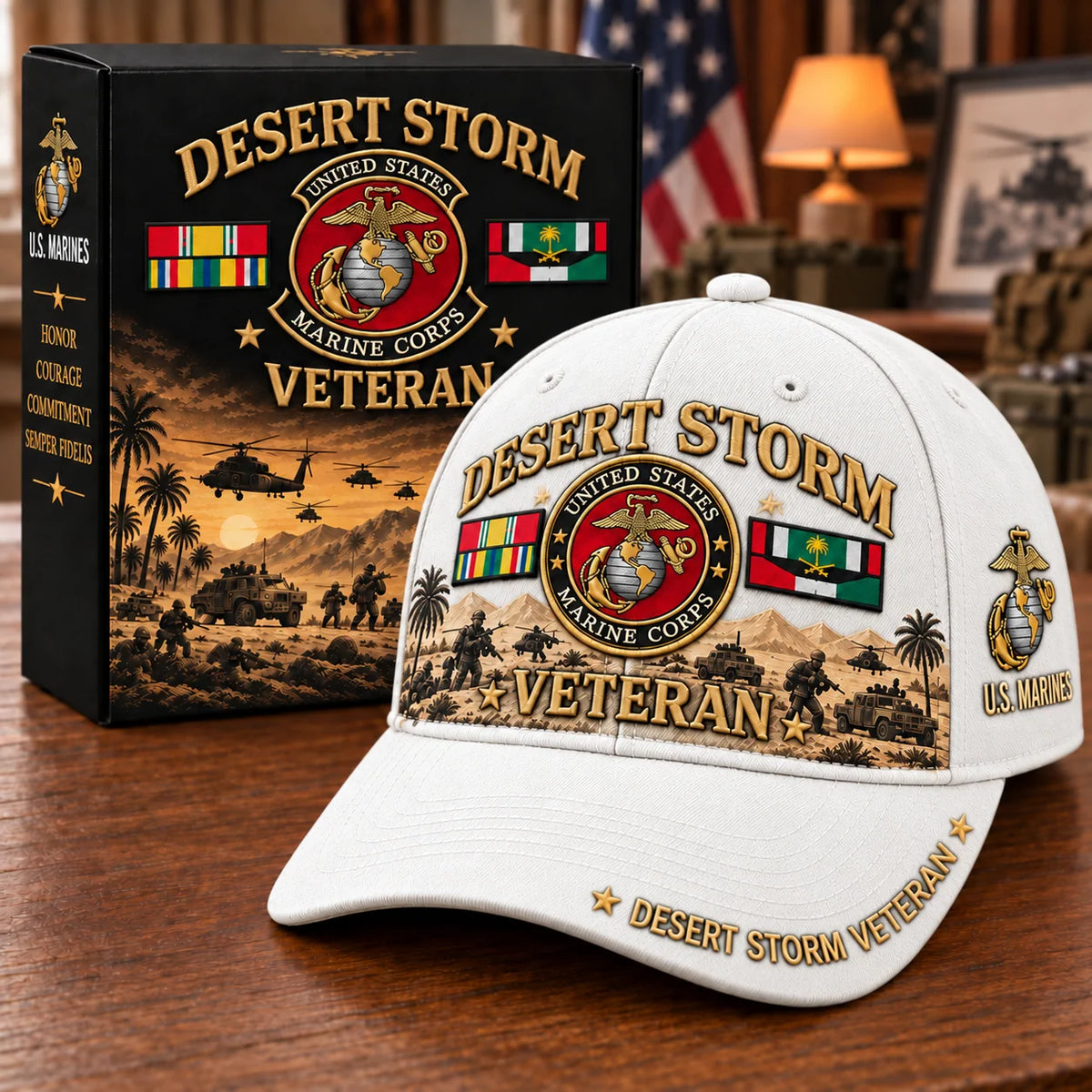 Baseball Cap Desert Storm Veteran Adjustable Fit