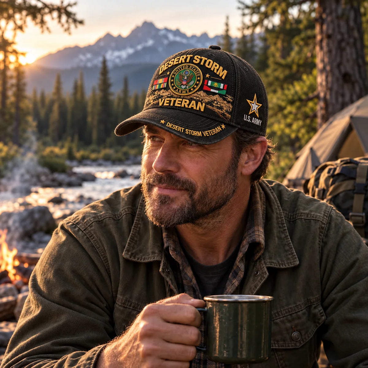 Baseball Cap Desert Storm Veteran Adjustable Fit