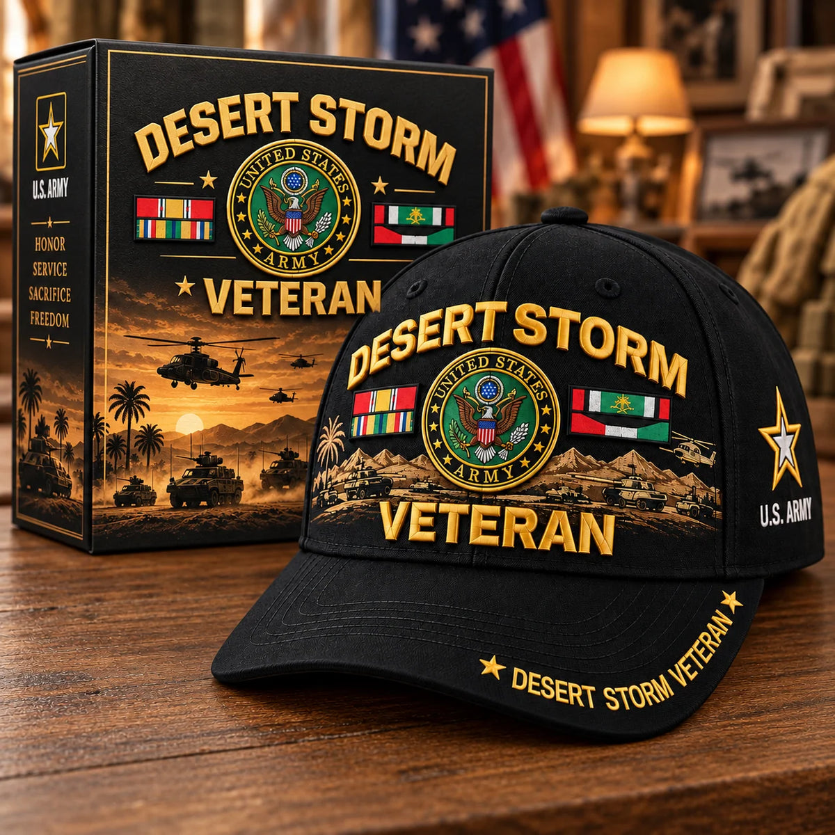 Baseball Cap Desert Storm Veteran Adjustable Fit