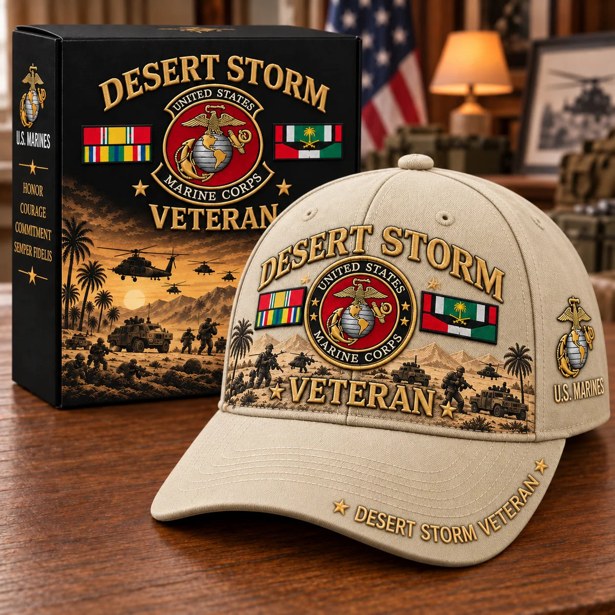 Baseball Cap Desert Storm Veteran Adjustable Fit