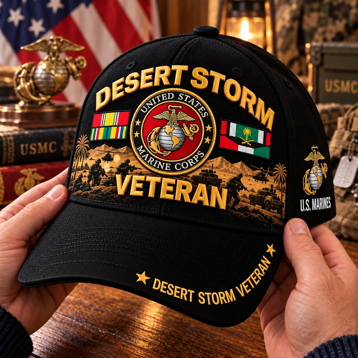 Baseball Cap Desert Storm Veteran Adjustable Fit