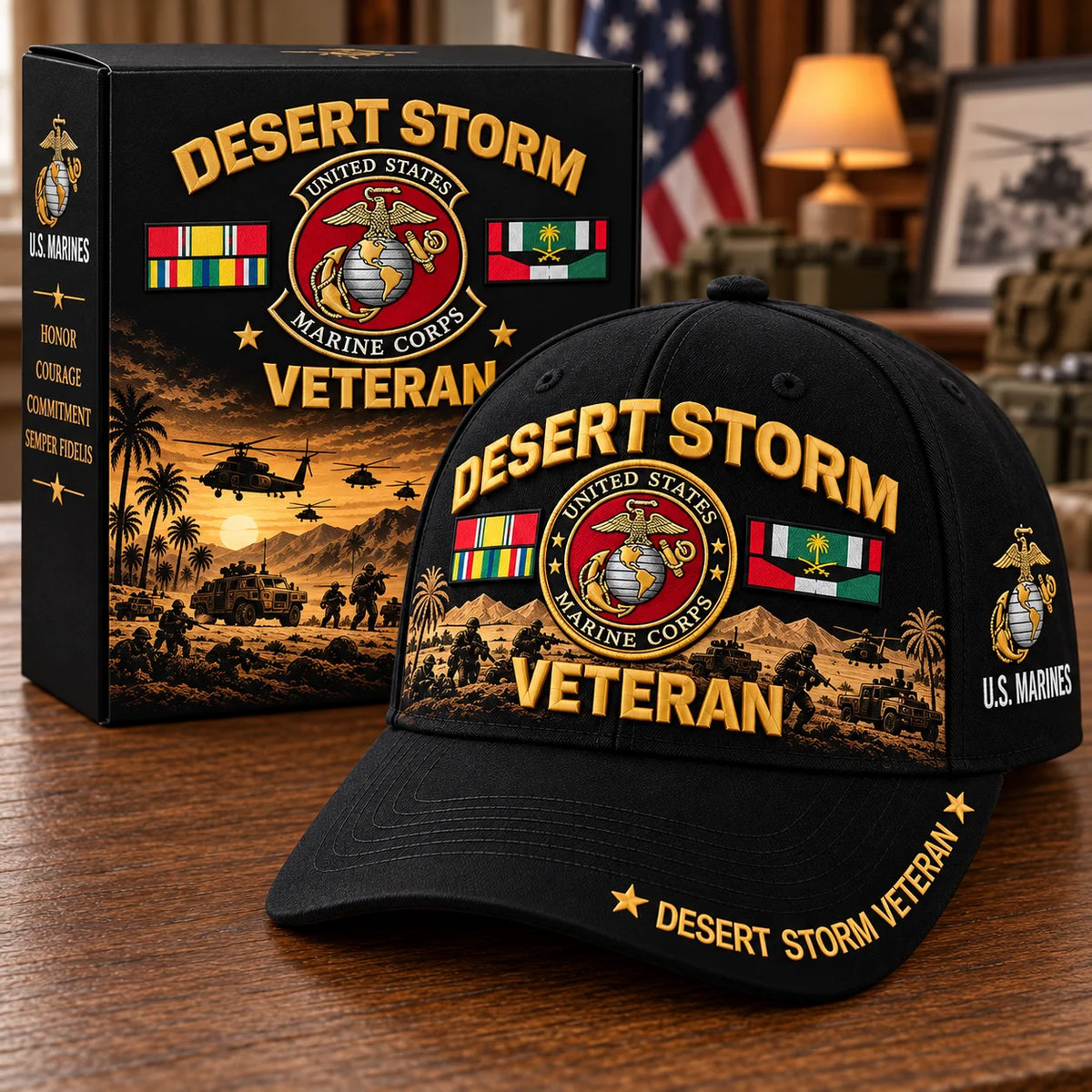 Baseball Cap Desert Storm Veteran Adjustable Fit