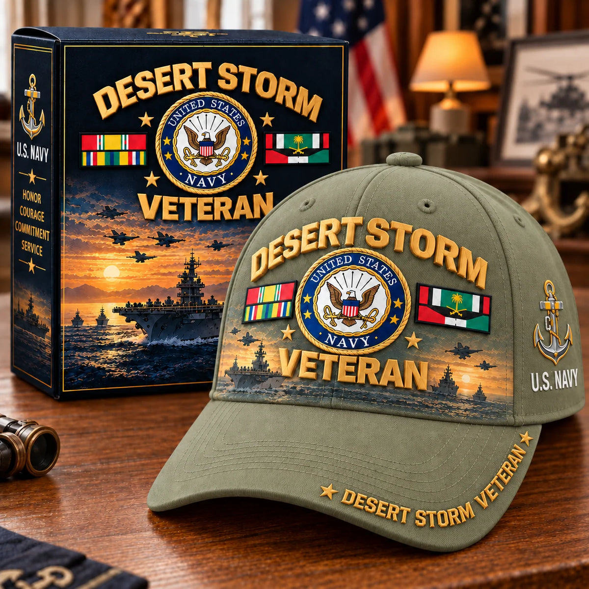 Baseball Cap Desert Storm Veteran Adjustable Fit