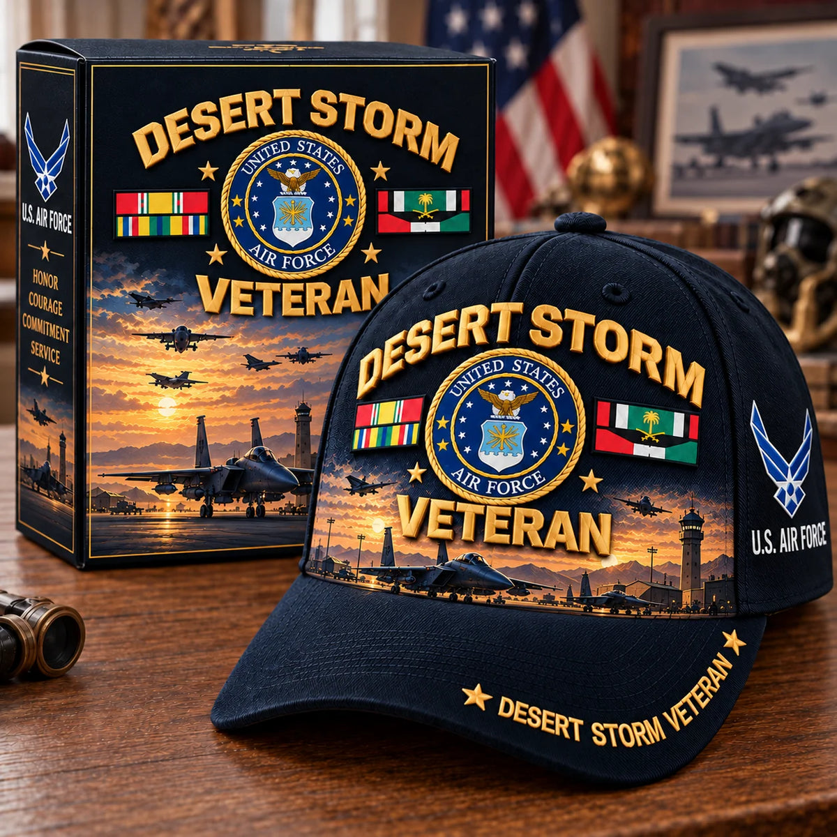 Baseball Cap Desert Storm Veteran Adjustable Fit