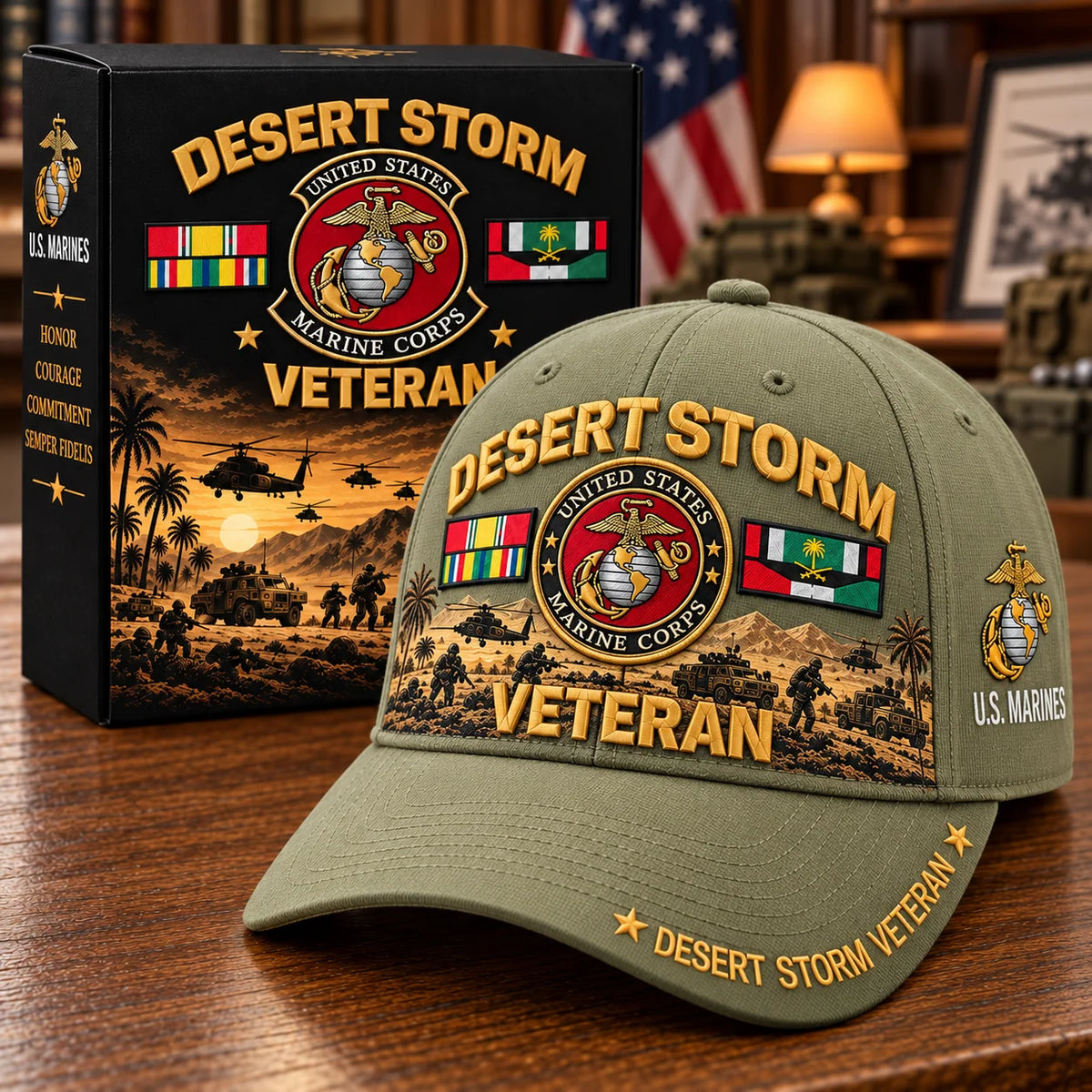 Baseball Cap Desert Storm Veteran Adjustable Fit