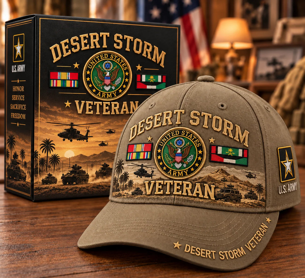 Baseball Cap Desert Storm Veteran Adjustable Fit