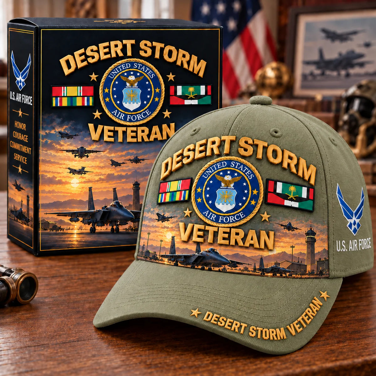 Baseball Cap Desert Storm Veteran Adjustable Fit