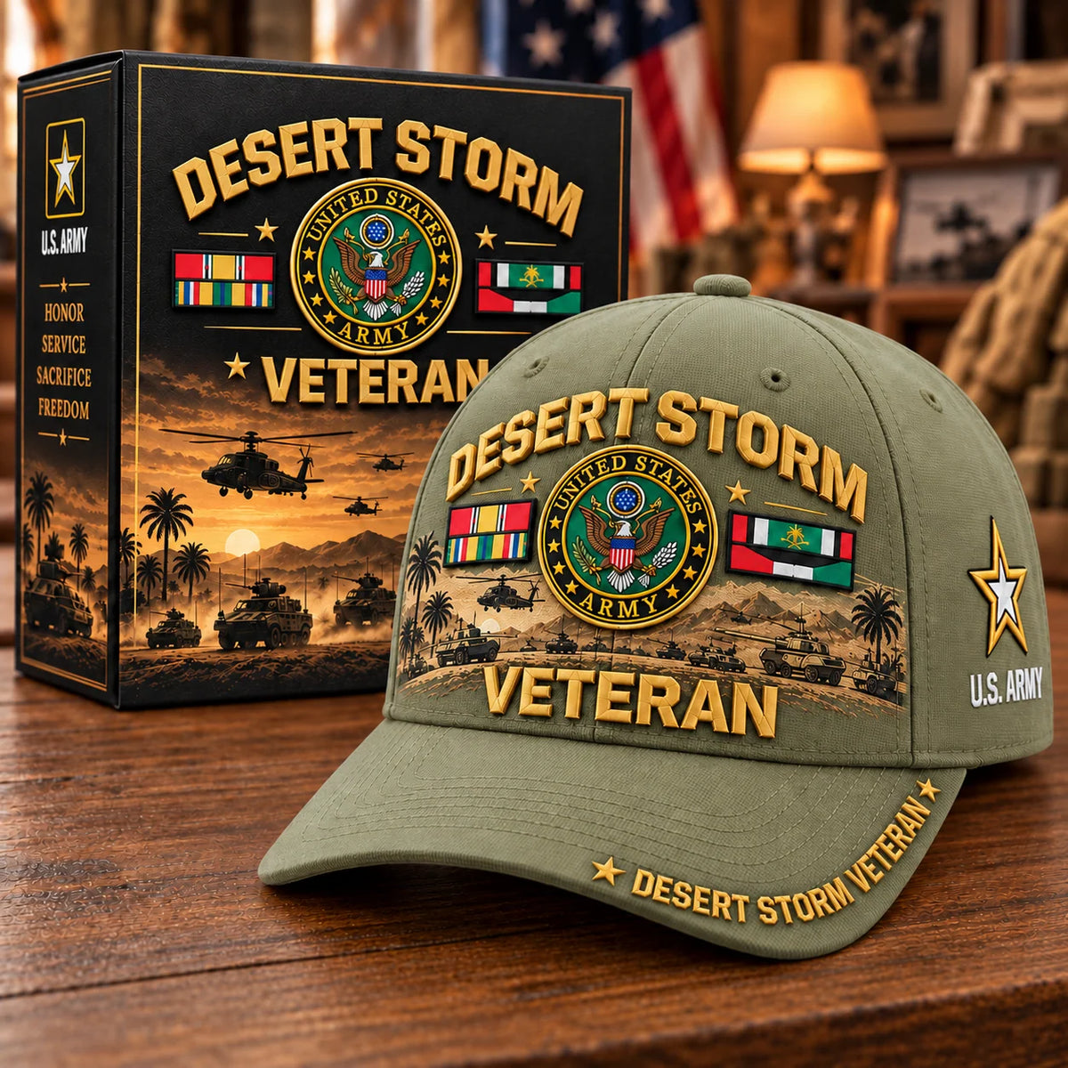Baseball Cap Desert Storm Veteran Adjustable Fit