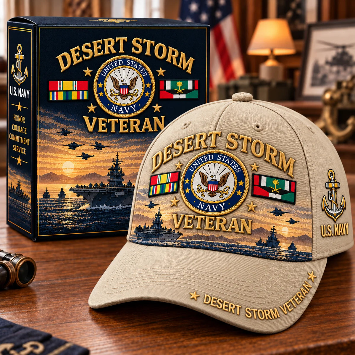 Baseball Cap Desert Storm Veteran Adjustable Fit