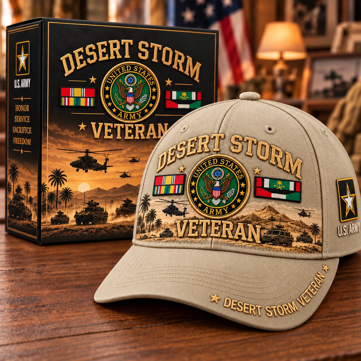 Baseball Cap Desert Storm Veteran Adjustable Fit