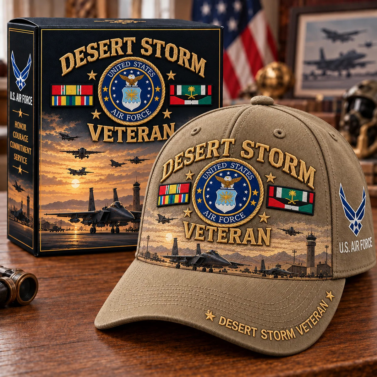 Baseball Cap Desert Storm Veteran Adjustable Fit