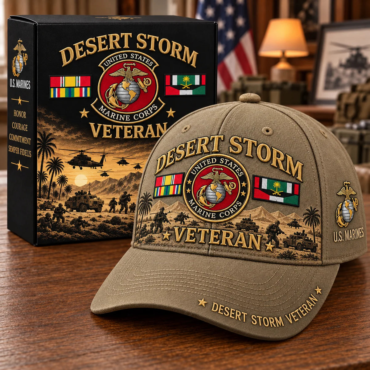 Baseball Cap Desert Storm Veteran Adjustable Fit